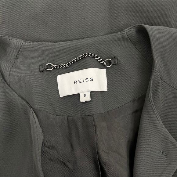 REISS Diego Throw On Jacket Career Hidden Button Dark Gray Size S - Picture 8 of 9